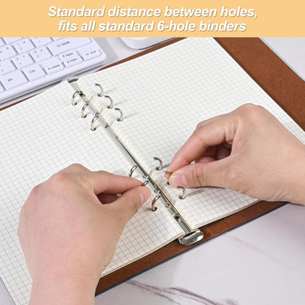Notebook Refill A5 - Ring Binder Paper 6 Holes - Agenda Refill - Bullet Journal Paper - Refillable Notepad - Writing Paper - Planner Inserts - Office Supplies - School Supplies - Math Notebook -Checked White Graph Paper - 5 Pieces.