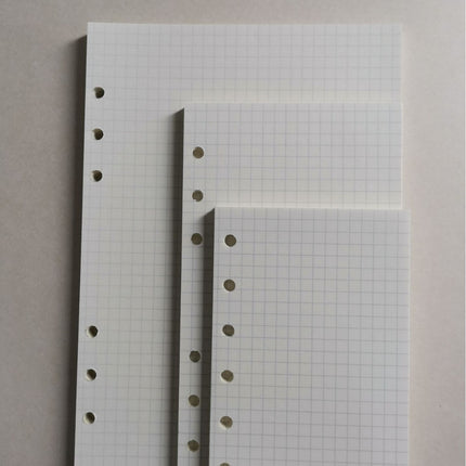 Notebook Refill A5 - Ring Binder Paper 6 Holes - Agenda Refill - Bullet Journal Paper - Refillable Notepad - Writing Paper - Planner Inserts - Office Supplies - School Supplies - Math Notebook -Checked White Graph Paper - 5 Pieces.