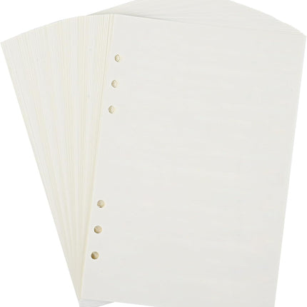 Notebook Refill A5 - Ring Binder Paper 6 Holes - Agenda Refill - Bullet Journal Paper - Refillable Notepad - Writing Paper - Planner Inserts - Office Supplies - School Supplies - Blank Sketch Paper -No Lines - White - 5 Pieces.