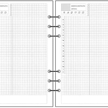 Notebook Refill A5 - Ring Binder Paper 6 Holes - Agenda Refill - Bullet Journal Paper - Refillable Notepad - Writing Paper - Planner Inserts - Office Supplies - School Supplies - Calendar Overview -Weekly planner agenda - white - pack of 5.