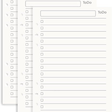 Notebook Refill A5 - Ring Binder Paper 6 Holes - Agenda Refill - Bullet Journal Paper - Refillable Notepad - Writing Paper - Planner Inserts - Office Supplies - School Supplies - To-Do List Check-Off -To Do List - White - 5 Pieces.