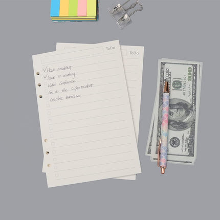 Notebook Refill A5 - Ring Binder Paper 6 Holes - Agenda Refill - Bullet Journal Paper - Refillable Notepad - Writing Paper - Planner Inserts - Office Supplies - School Supplies - To-Do List Check-Off -To Do List - White - 5 Pieces.