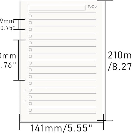Notebook Refill A5 - Ring Binder Paper 6 Holes - Agenda Refill - Bullet Journal Paper - Refillable Notepad - Writing Paper - Planner Inserts - Office Supplies - School Supplies - To-Do List Check-Off -To Do List - White - 5 Pieces.