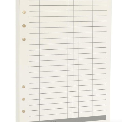 Notebook Refill A5 - Ring Binder Paper 6 Holes - Agenda Refill - Bullet Journal Paper - Refillable Notepad - Writing Paper - Planner Inserts - Office Supplies - School Supplies - Keeping Track of Finances -Budget Planner - White - 5 Pieces.