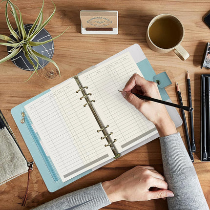 Notebook Refill A5 - Ring Binder Paper 6 Holes - Agenda Refill - Bullet Journal Paper - Refillable Notepad - Writing Paper - Planner Inserts - Office Supplies - School Supplies - Keeping Track of Finances -Budget Planner - White - 5 Pieces.