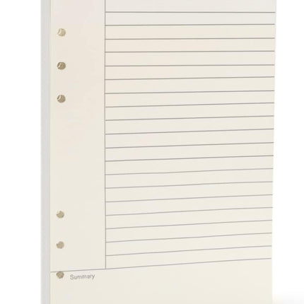 Notebook Refill A5 - Ring Binder Paper 6 Holes - Agenda Refill - Bullet Journal Paper - Refillable Notepad - Writing Paper - Planner Inserts - Office Supplies - School Supplies - Summary Making -Cornell Method - White - 5 Pieces.