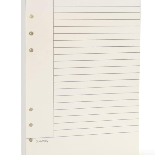 Notebook Refill A5 - Ring Binder Paper 6 Holes - Agenda Refill - Bullet Journal Paper - Refillable Notepad - Writing Paper - Planner Inserts - Office Supplies - School Supplies - Summary Making -Cornell Method - White - 5 Pieces.