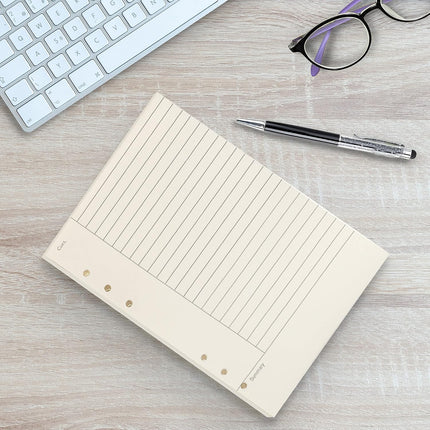 Notebook Refill A5 - Ring Binder Paper 6 Holes - Agenda Refill - Bullet Journal Paper - Refillable Notepad - Writing Paper - Planner Inserts - Office Supplies - School Supplies - Summary Making -Cornell Method - White - 5 Pieces.