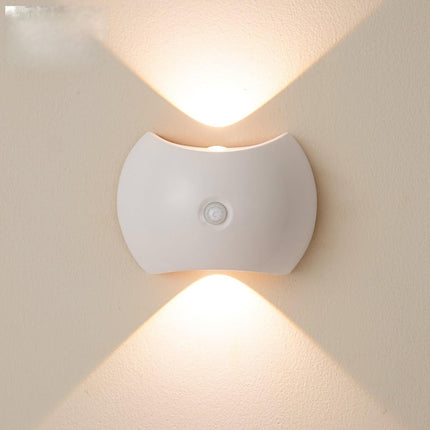 Indoor Wall Lamp - Night Light with Motion Sensor - Wireless LED Wall Light - Rechargeable Wall Lamp - Stair Lighting - Closet Lighting - Bedroom Lamp - USB Rechargeable - Magnetic - Warm White Light - White - 1 Piece.
