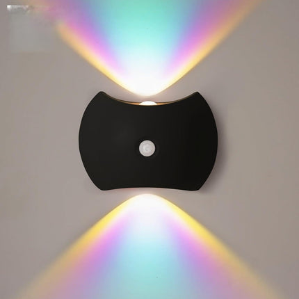 Indoor Wall Lamp - Night Light with Motion Sensor - Wireless LED Wall Light - Rechargeable Wall Lamp - Stair Lighting - Closet Lighting - Bedroom Lamp - USB Rechargeable - Magnetic -RGB Color Light - Black - 1 Piece.