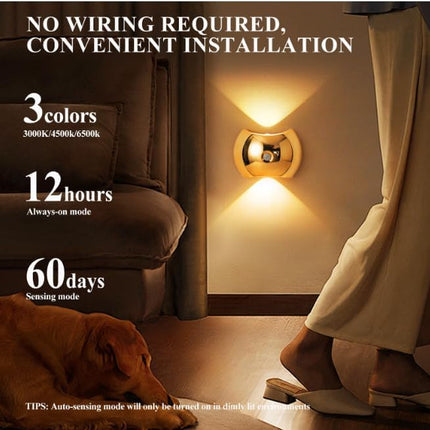 Indoor Wall Lamp - Night Light with Motion Sensor - Wireless LED Wall Light - Rechargeable Wall Lamp - Stair Lighting - Closet Lighting - Bedroom Lamp - USB Rechargeable - Magnetic -RGB Color Light - Black - 1 Piece.