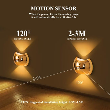 Indoor Wall Lamp - Night Light with Motion Sensor - Wireless LED Wall Light - Rechargeable Wall Lamp - Stair Lighting - Closet Lighting - Bedroom Lamp - USB Rechargeable - Magnetic -RGB Color Light - Black - 1 Piece.