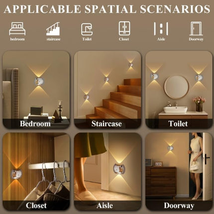 Indoor Wall Lamp - Night Light with Motion Sensor - Wireless LED Wall Light - Rechargeable Wall Lamp - Stair Lighting - Closet Lighting - Bedroom Lamp - USB Rechargeable - Magnetic -RGB Color Light - Black - 1 Piece.