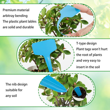 Plant labels - Plant plugs - Plant labels - Plant signs - Garden labels - Vegetable garden - Plugs - Sowing labels - Herb plugs - Growing labels - Plant labels - Name tags - Writing boards - T-labels - 6x10 cm - Multicoloured - 200 pieces.