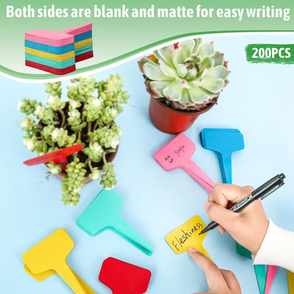 Plant labels - Plant plugs - Plant labels - Plant signs - Garden labels - Vegetable garden - Plugs - Sowing labels - Herb plugs - Growing labels - Plant labels - Name tags - Writing boards - T-labels - 6x10 cm - Multicoloured - 200 pieces.