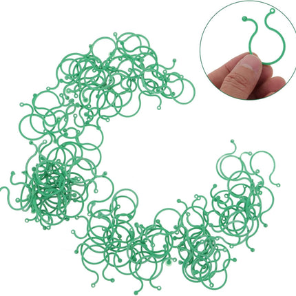Plant clips - Plant binders - Binding clips - Garden clips - Plant rings - Mounting clips - Plant supports - Vegetable garden accessories - Growing supplies - Climbing plants - Guides - Garden articles - Green - 100 pieces.