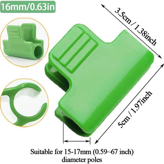 Greenhouse Clamps - Foil Clips - Pipe Clamps 16mm - Greenhouse Clips - Greenhouse Mounting - Tunnel Arch Clips - Vegetable Garden Accessories - Greenhouse - Fleece Cloth Holders - Bird Net Clamp - Insect Mesh Mounting - Garden Supplies - Plastic - Green -.