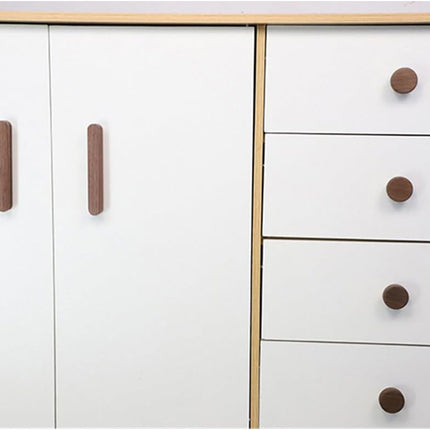 Furniture handles - Kitchen handles - Door handles - Cabinet handles - Drawer knobs - Furniture fittings - Kitchen fittings - Handles - Walnut - Wood - Wooden - Kitchen renovation - Modern - Black walnut - Bridge shape - Pitch 128mm - Walnut - Set of 4.