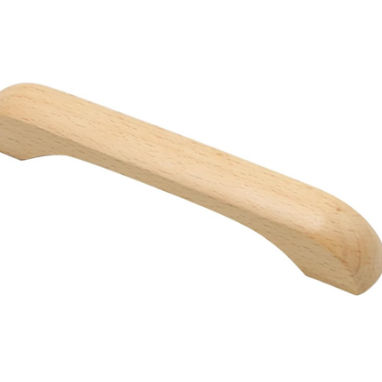 Furniture handles - Kitchen handles - Door handles - Cabinet handles - Drawer knobs - Furniture fittings - Kitchen fittings - Handles - Beech wood - Wood - Wooden - Scandinavian - Bridge shape - Kitchen renovation - Pitch size 128mm - Beech - Set of 4.