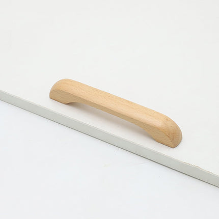 Furniture handles - Kitchen handles - Door handles - Cabinet handles - Drawer knobs - Furniture fittings - Kitchen fittings - Handles - Beech wood - Wood - Wooden - Scandinavian - Bridge shape - Kitchen renovation - Pitch size 128mm - Beech - Set of 4.
