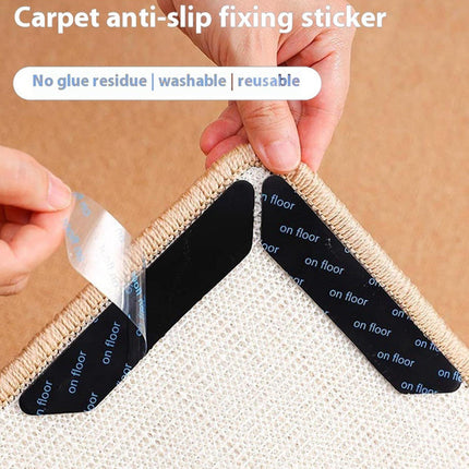Carpet stoppers - Anti-slip mat - Rug grippers - Rug stopper - Anti-slip stickers - Rug fixer - Sofa cover stopper - Ultra-thin stopper - Carpet undermat - Discreet - Sofa stopper - Black - 4 Pieces.