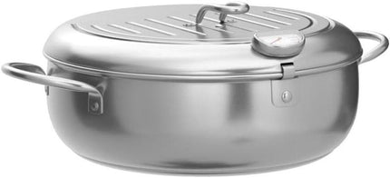 Deep fryer - Tempura pan - 20 cm - Stainless steel pan - Kitchen accessories - Japanese deep fryer - Induction deep fryer - Deep fryer - Cooking pot - Stainless steel pan - Small deep fryer - Kitchen utensils - Household - Silver - 1 piece.