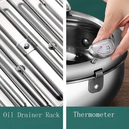 Japanese Tempura Deep Fryer — 24cm Stainless Steel.