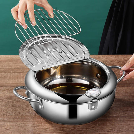 Japanese Tempura Deep Fryer — 24cm Stainless Steel.