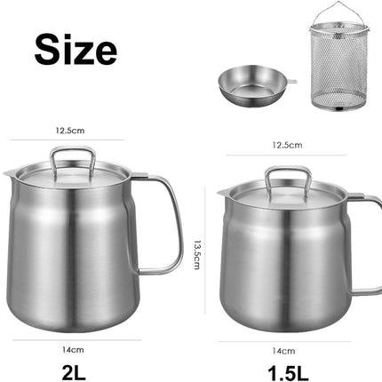 Deep fryer with basket - Stainless steel deep fryer - Kitchen accessories - Oil pan - Induction pan - Deep fryer - Pasta pan - Kitchen utensils - Stainless steel pot - Mini deep fryer - Cooking accessories - Deep fryer - Oil can - Kitchen utensils - 1.5L.