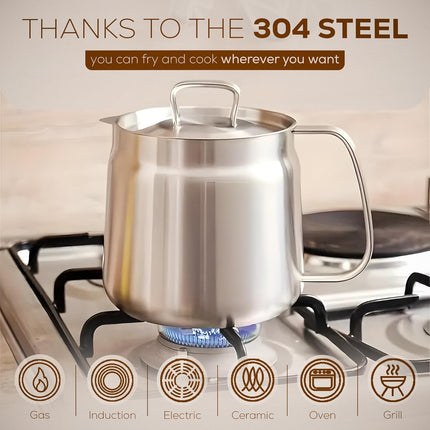 Deep fryer with basket - Stainless steel deep fryer - Kitchen accessories - Oil pan - Induction pan - Deep fryer - Pasta pan - Kitchen utensils - Stainless steel pot - Mini deep fryer - Cooking accessories - Deep fryer - Oil can - Kitchen utensils - 1.5L.
