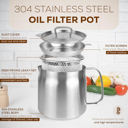 Deep fryer with basket - Stainless steel deep fryer - Kitchen accessories - Oil pan - Induction pan - Deep fryer - Pasta pan - Kitchen utensils - Stainless steel pot - Mini deep fryer - Cooking accessories - Deep fryer - Oil can - Kitchen utensils - 2.0L.