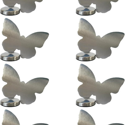 Tablecloth clips - Tablecloth weights - Magnetic clips - Tablecloth holder - Garden accessories - Picnic accessories - Windstopper tablecloth - Table accessories - Outdoor dining - Magnetic weight - Butterfly design - Silver - 8 pieces.
