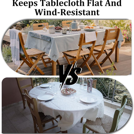 Tablecloth clips - Tablecloth weights - Magnetic clips - Tablecloth holder - Garden accessories - Picnic accessories - Windstopper tablecloth - Table accessories - Outdoor dining - Magnetic weight - Butterfly design - Silver - 8 pieces.