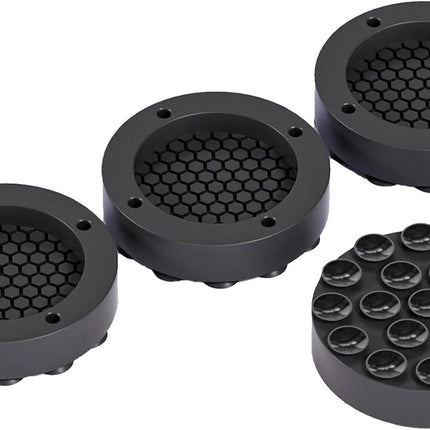 Washing machine vibration dampers - Washing machine feet - Anti-vibration pads - Appliance accessories - Sound dampener - Washing machine riser - Anti-slip mat - Dryer accessories - Vibration damper - Floor protection - Washing machine damper - Black - 4.