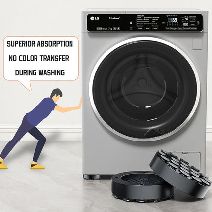 Washing machine vibration dampers - Washing machine feet - Anti-vibration pads - Appliance accessories - Sound dampener - Washing machine riser - Anti-slip mat - Dryer accessories - Vibration damper - Floor protection - Washing machine damper - Black - 4.