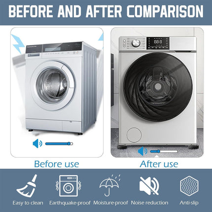 Washing machine vibration dampers - Washing machine feet - Anti-vibration pads - Appliance accessories - Sound dampener - Washing machine riser - Anti-slip mat - Dryer accessories - Vibration damper - Floor protection - Washing machine damper - Black - Pa.