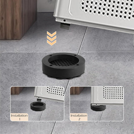 Washing machine vibration dampers - Washing machine feet - Anti-vibration pads - Appliance accessories - Sound dampener - Washing machine riser - Anti-slip mat - Dryer accessories - Vibration damper - Floor protection - Washing machine damper - Black - Pa.