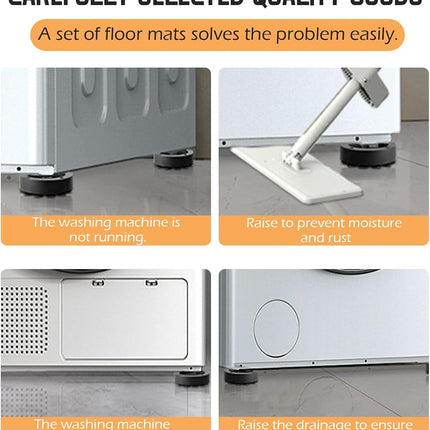 Washing machine vibration dampers - Washing machine feet - Anti-vibration pads - Appliance accessories - Sound dampener - Washing machine riser - Anti-slip mat - Dryer accessories - Vibration damper - Floor protection - Washing machine damper - Black - Pa.