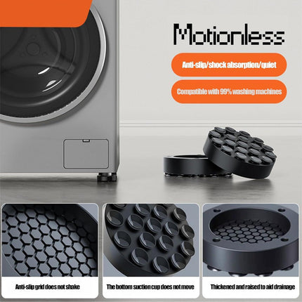 Washing machine vibration dampers - Washing machine feet - Anti-vibration pads - Appliance accessories - Sound dampener - Washing machine riser - Anti-slip mat - Dryer accessories - Vibration damper - Floor protection - Washing machine damper - Black - Pa.