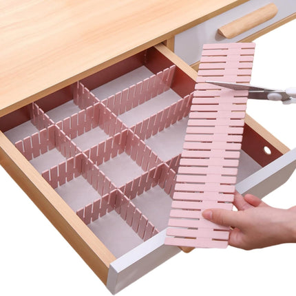 Drawer dividers - Drawer organizer - Storage system - Adjustable drawer divider - Desk organizer - Kitchen drawer organizer - Make-up organizer - Wardrobe organizer - Drawer division - Sock organizer - Underwear organizer - 2mm - 47x7cm - Pink - 8 pieces.