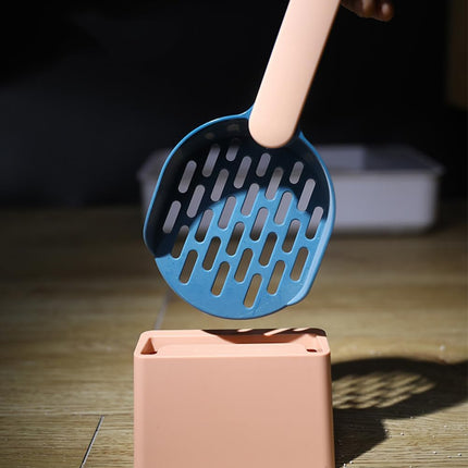 Cat Litter Scoop with Holder - Cat Litter Scoop - Cat Litter Sieve - Cat Litter Accessories - Cat Toilet Scoop - Feces Scoop - Pet Supplies - Cat Litter Care - Cat Litter Sieve Scoop - Dark Blue - 1 Piece.
