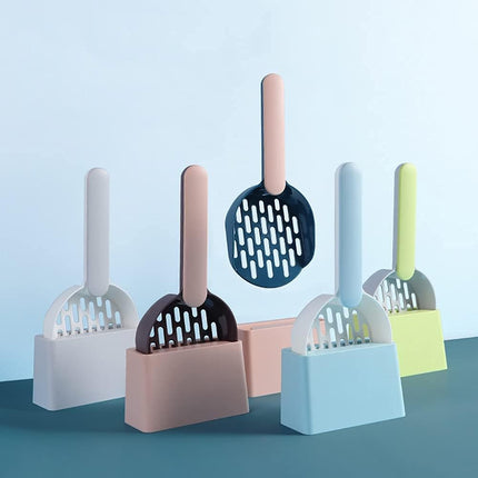 Cat Litter Scoop with Holder - Cat Litter Scoop - Cat Litter Sieve - Cat Litter Accessories - Cat Toilet Scoop - Feces Scoop - Pet Supplies - Cat Litter Care - Cat Litter Sieve Scoop - Dark Blue - 1 Piece.