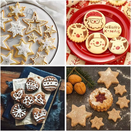 12x Cookie Cutter Set - Cookie Shapes - Flower, Heart, Round, Star.