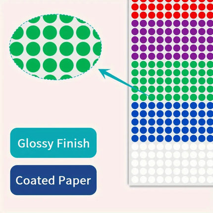 Round stickers - Small dot stickers 6mm for Bullet Journal - 2750 pieces.
