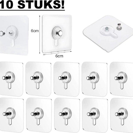 10x Adhesive Nail | Self-Adhesive Hooks | No Drilling Required Hanging System | Threaded.