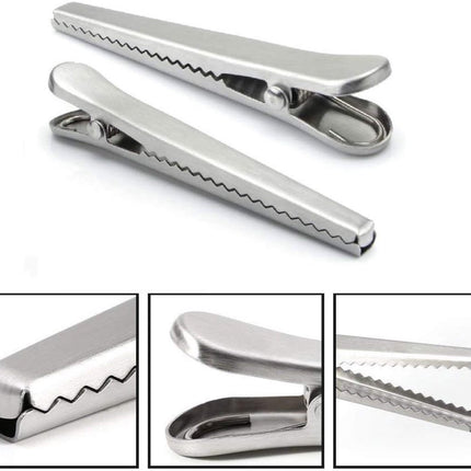 12 Stainless Steel Bag Clips - Airtight Seals for Coffee, Chips & Food - Strong Jaw Grip for Freshness Preservation - Kitchen Organization & Storage Accessories - Silver.