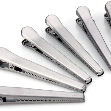 12 Stainless Steel Bag Clips - Airtight Seals for Coffee, Chips & Food - Strong Jaw Grip for Freshness Preservation - Kitchen Organization & Storage Accessories - Silver.