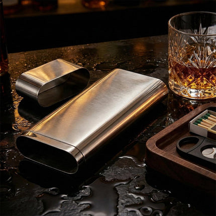 Stainless Steel Travel Case Portable Holder for Light Humidor Storage Accessories with Handle.