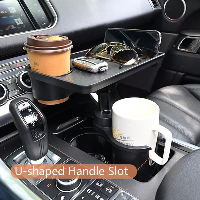 Portable car storage accessories, car beverage tray, car cup tray, 360-degree rotatable, adjustable insert foot 7.5 cm.