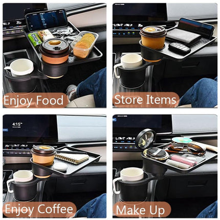 Portable car storage accessories, car beverage tray, car cup tray, 360-degree rotatable, adjustable insert foot 7.5 cm.